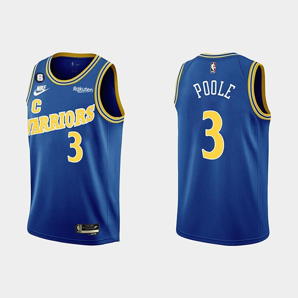 Men's Golden State Warriors #3 Jordan Poole 2022-23 Blue With No.6 Patch Stitched Basketball Jersey